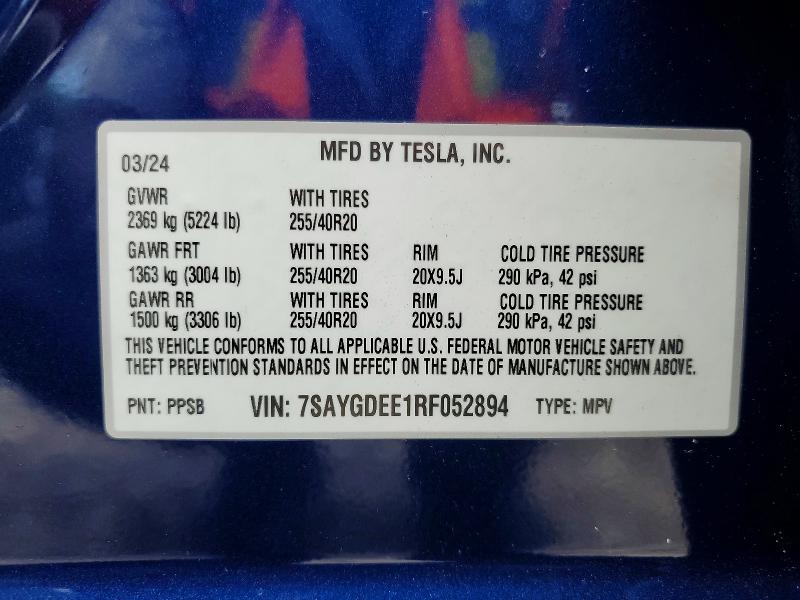 Aukcja sprzedaży 2024 Tesla Model Y, vin: 7SAYGDEE1RF052894, numer aukcji: 60656206