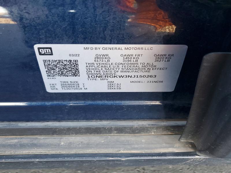 Продажа на аукционе авто 2022 Chevrolet Traverse, vin: 1GNERGKW3NJ150263, номер лота: 62495496