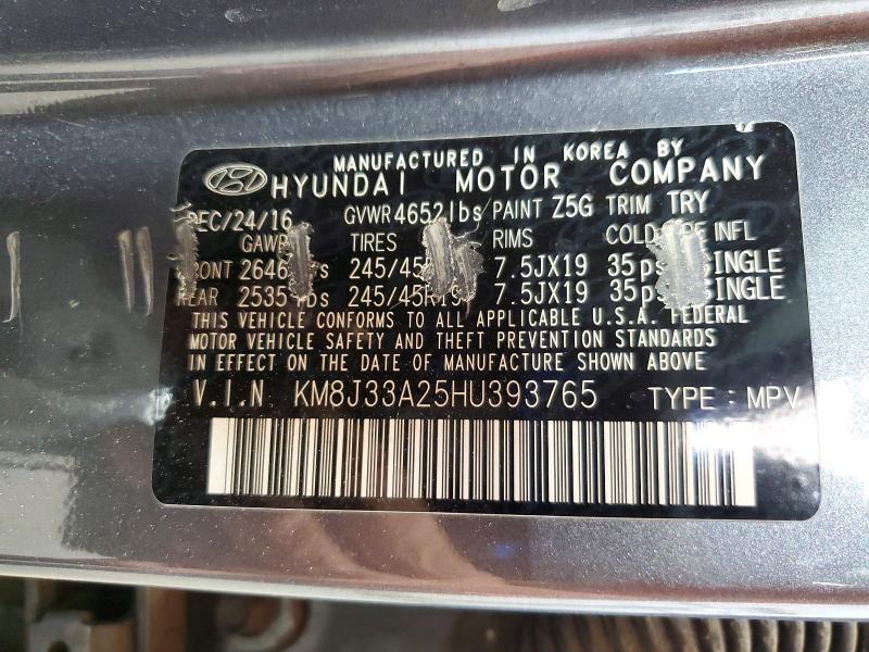 Продажа на аукционе авто 2017 Hyundai Tucson, vin: KM8J33A25HU393765, номер лота: 60756396