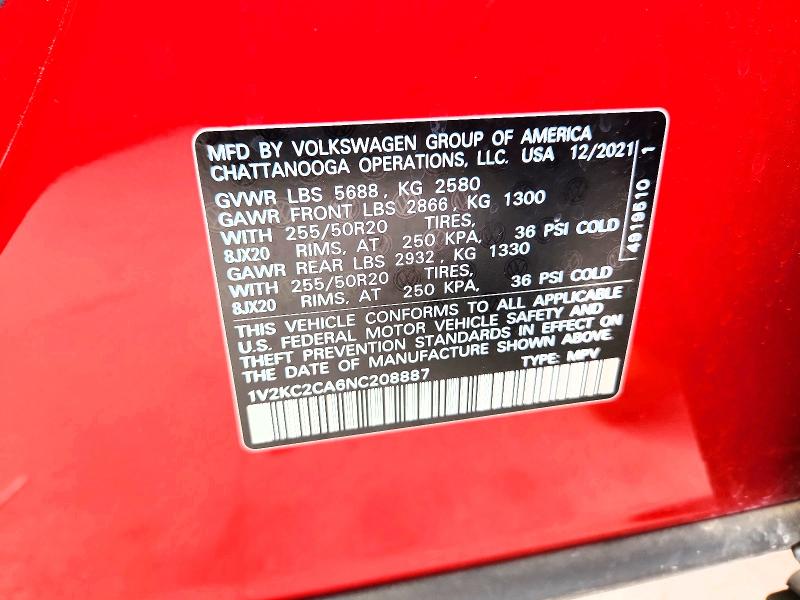 Продажа на аукционе авто 2022 Volkswagen Atlas Cross Sport, vin: 1V2KC2CA6NC208887, номер лота: 60029516