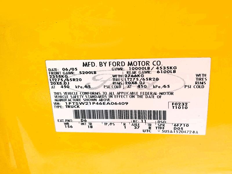 61076596 :رقم المزاد ، 1FTSW21P46EA06409 vin ، 2007 Ford F-250 Super Duty مزاد بيع