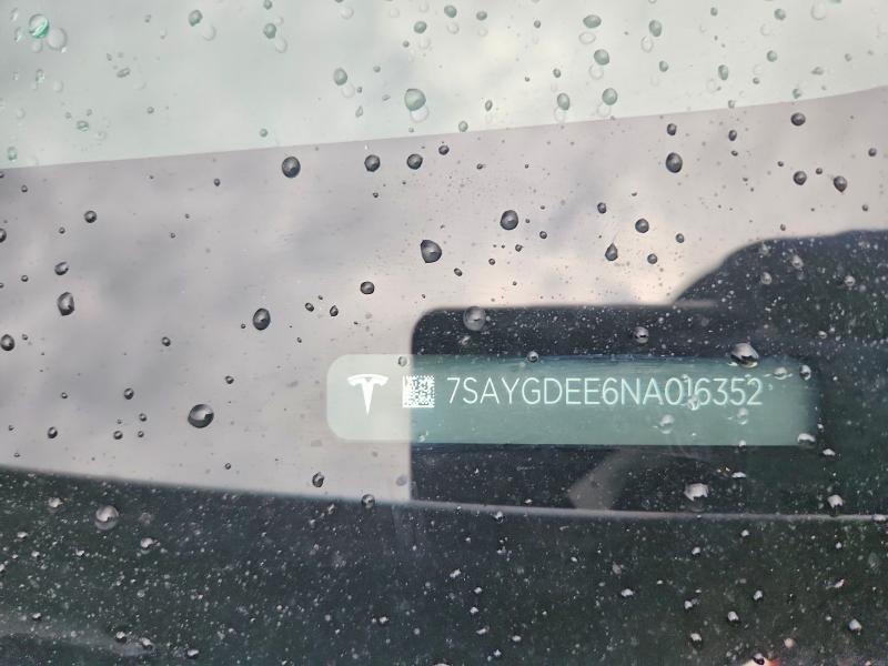 2022 Tesla Model Y მანქანა იყიდება აუქციონზე, vin: 7SAYGDEE6NA016352, აუქციონის ნომერი: 62466636