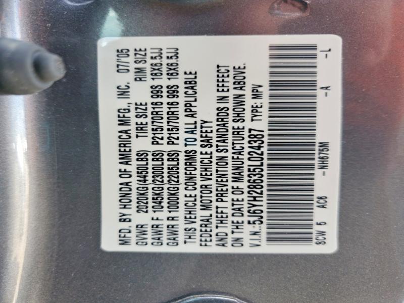 Продаж на аукціоні авто 2005 Honda Element, vin: 5J6YH28635L024387, номер лоту: 60700496