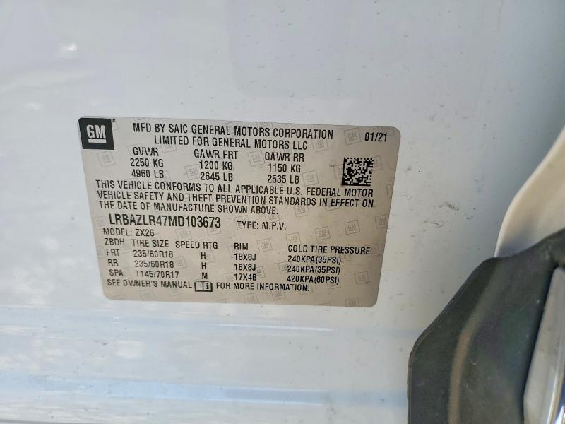 Aukcja sprzedaży 2021 Buick Envision, vin: LRBAZLR47MD103673, numer aukcji: 59307856