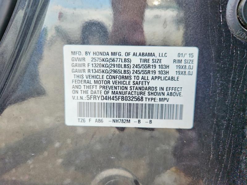 Продажа на аукционе авто 2015 Acura Mdx, vin: 5FRYD4H45FB032568, номер лота: 59399306
