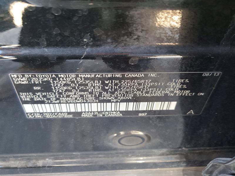 62427576 :رقم المزاد ، 2T3WFREV6DW043034 vin ، 2013 Toyota Rav4 مزاد بيع