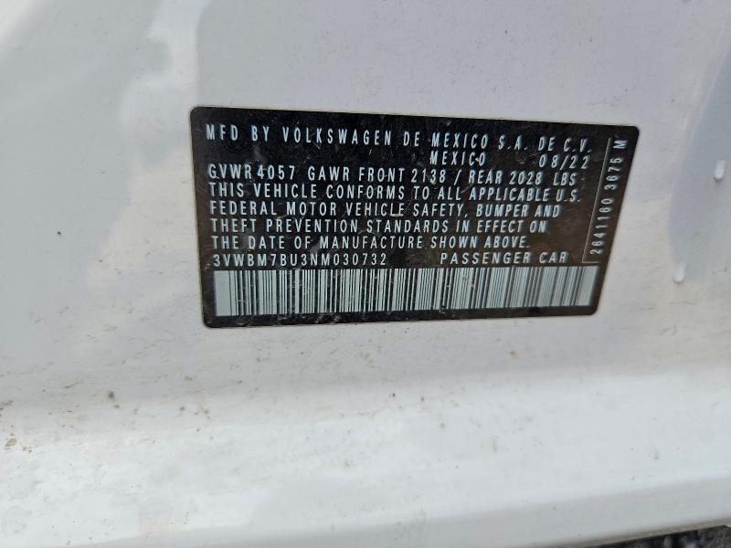 Aukcja sprzedaży 2022 Volkswagen Jetta, vin: 3VWBM7BU3NM030732, numer aukcji: 60046696