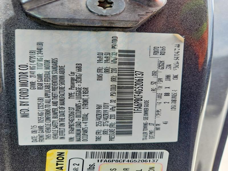 Продаж на аукціоні авто 2016 Ford Mustang, vin: 1FA6P8CF4G5206137, номер лоту: 61142286