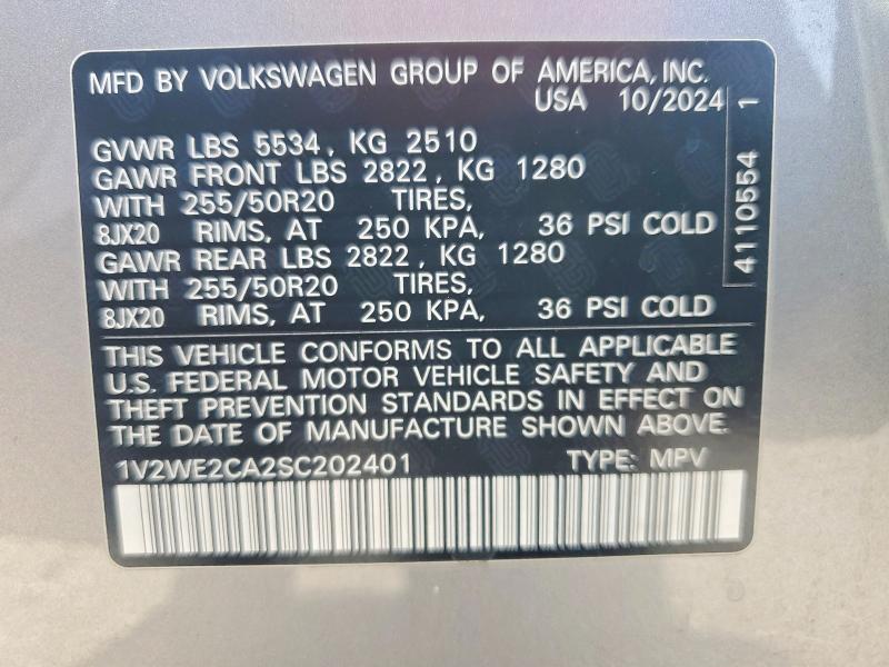 Продаж на аукціоні авто 2025 Volkswagen Atlas Cross Sport, vin: 1V2WE2CA2SC202401, номер лоту: 59768076