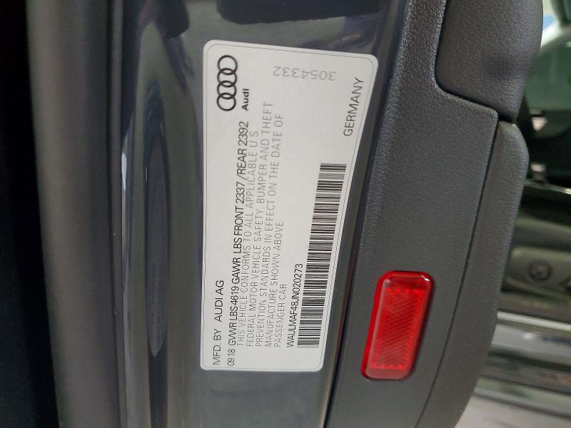 2018 Audi A4 მანქანა იყიდება აუქციონზე, vin: WAULMAF48JN020273, აუქციონის ნომერი: 62028216