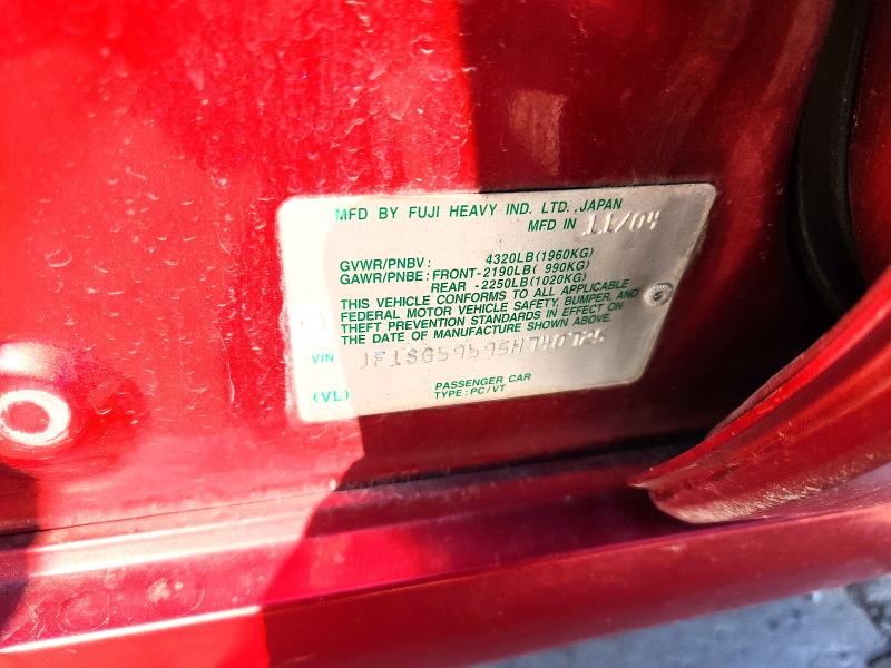 63397426 :رقم المزاد ، JF1SG69695H740725 vin ، 2005 Subaru Forester مزاد بيع