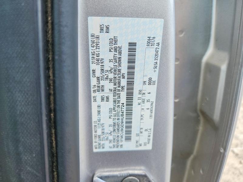 Aukcja sprzedaży 2017 Ford Escape, vin: 1FMCU9GD9HUB47724, numer aukcji: 63659976