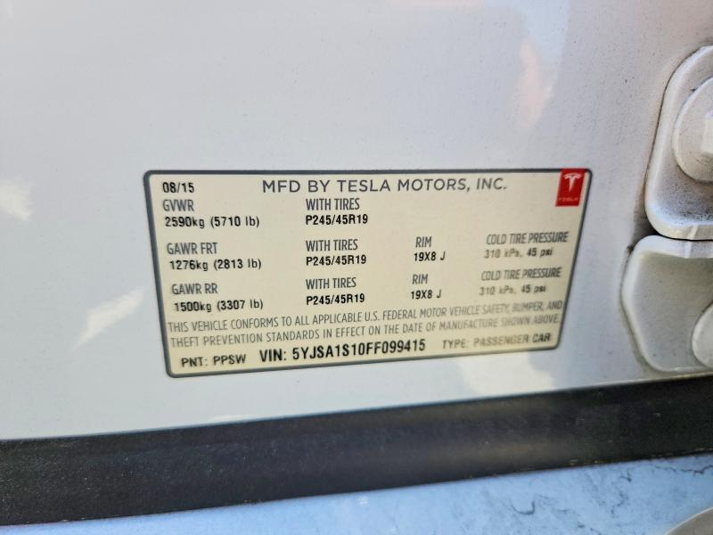 Продажа на аукционе авто 2015 Tesla Model S, vin: 5YJSA1S10FF099415, номер лота: 60622356