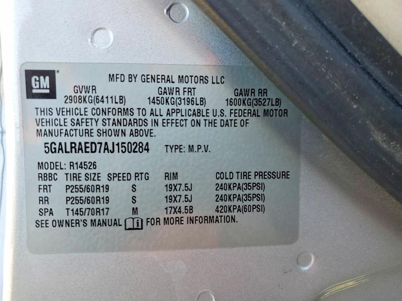 Aukcja sprzedaży 2010 Buick Enclave, vin: 5GALRAED7AJ150284, numer aukcji: 63208426