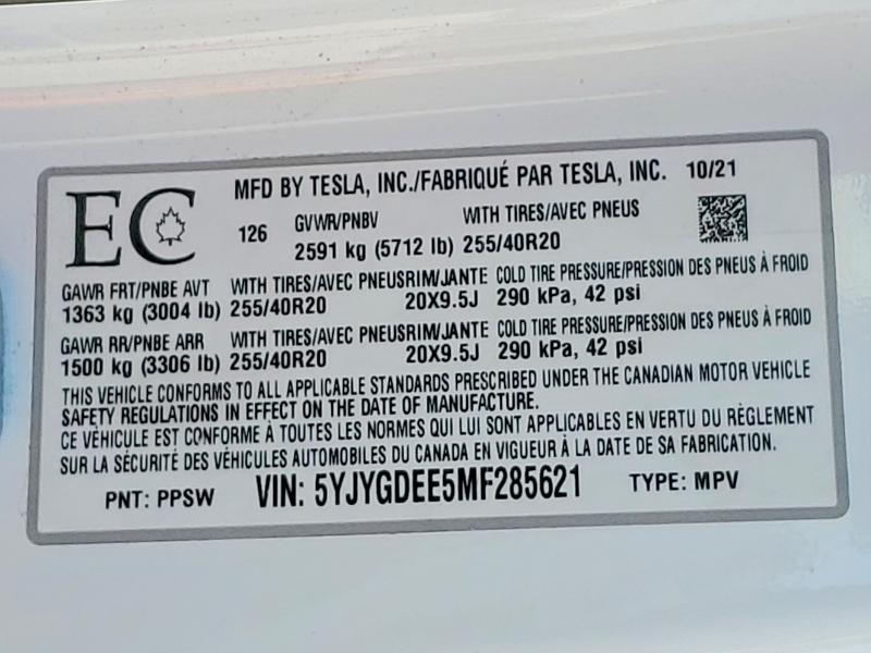 Aukcja sprzedaży 2021 Tesla Model Y, vin: 5YJYGDEE5MF285621, numer aukcji: 63431546
