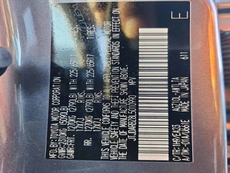 Aukcja sprzedaży 2020 Lexus Nx, vin: JTJDARBZ8L5010990, numer aukcji: 59341476