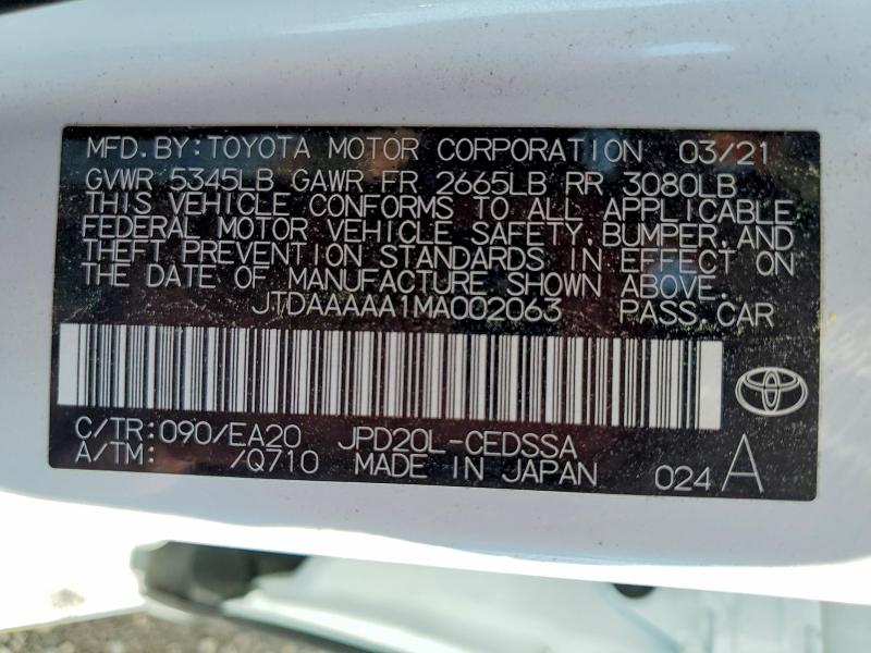 Продажа на аукционе авто 2021 Toyota Mirai, vin: JTDAAAAA1MA002063, номер лота: 61229066