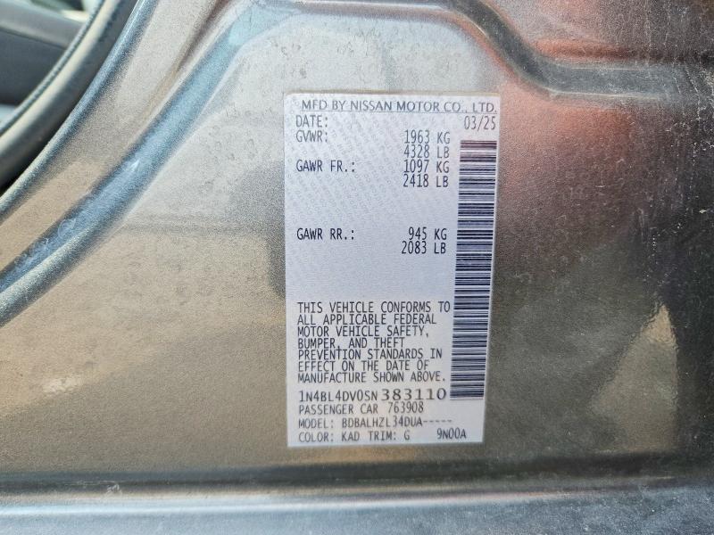 61331716 :رقم المزاد ، 1N4BL4DV0SN383110 vin ، 2025 Nissan Altima مزاد بيع