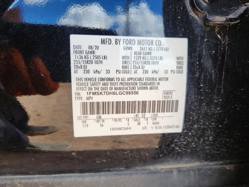Aukcja sprzedaży 2020 Ford Explorer, vin: 1FMSK7DH6LGC98556, numer aukcji: 61807116