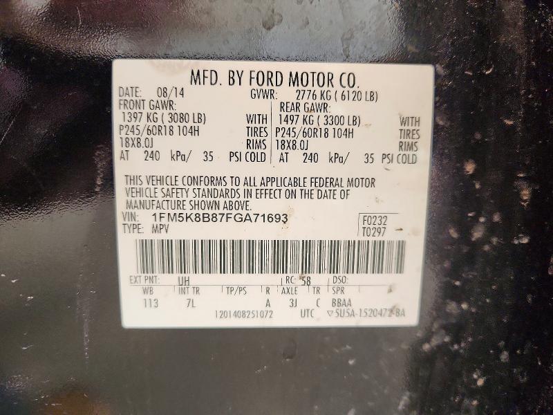 Aukcja sprzedaży 2015 Ford Explorer, vin: 1FM5K8B87FGA71693, numer aukcji: 61800706