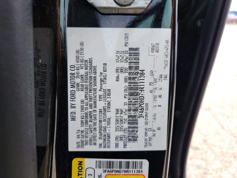 Продажа на аукционе авто 2017 Ford Fusion, vin: 3FA6P0HD7HR111384, номер лота: 61475806