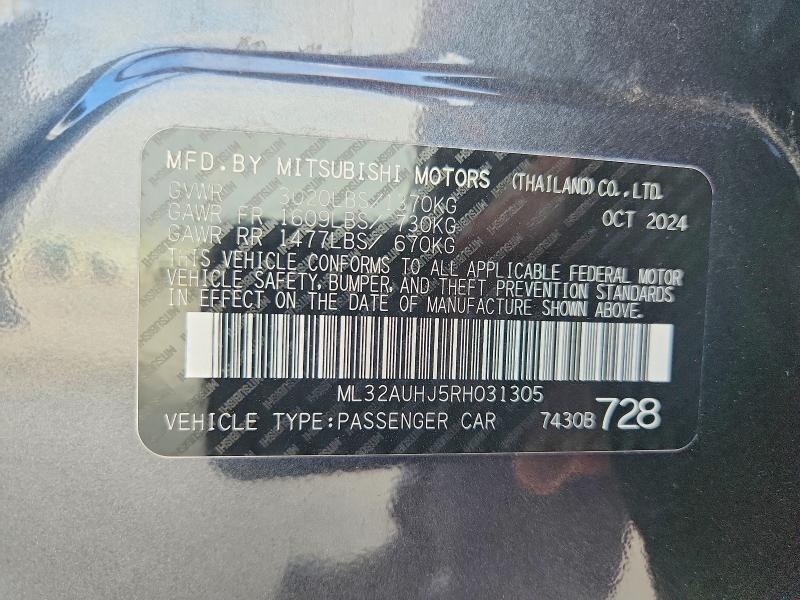 Aukcja sprzedaży 2024 Mitsubishi Mirage, vin: ML32AUHJ5RH031305, numer aukcji: 62398876