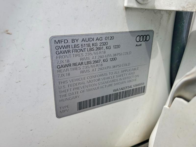 62419766 :رقم المزاد ، WA1AECF34L1068559 vin ، 2020 Audi Q3 مزاد بيع