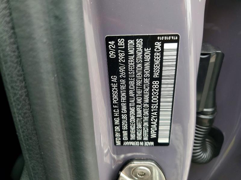 Aukcja sprzedaży 2025 Porsche Panamera, vin: WP0AA2YA1SL003288, numer aukcji: 61615646