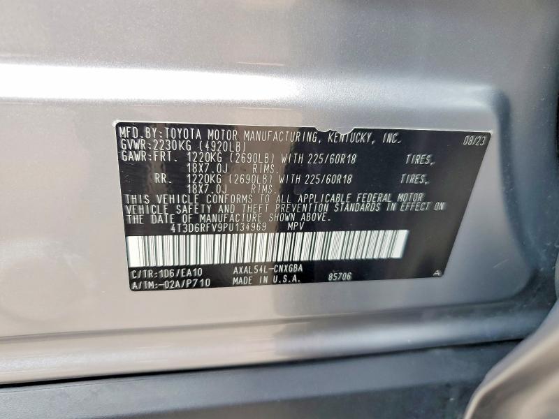 Продажа на аукционе авто 2023 Toyota Rav4, vin: 4T3D6RFV9PU134969, номер лота: 60717106