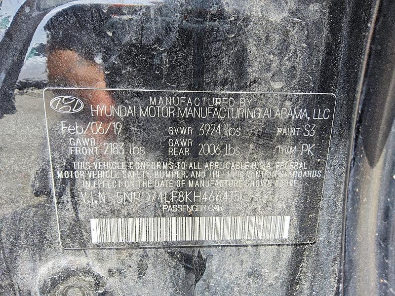 Продаж на аукціоні авто 2019 Hyundai Elantra, vin: 5NPD74LF8KH466415, номер лоту: 61250296