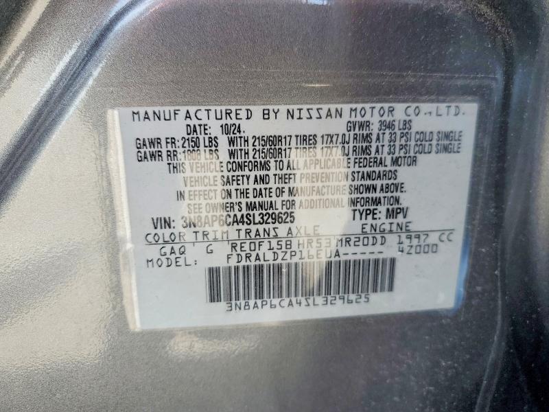 Продажа на аукционе авто 2025 Nissan Kicks, vin: 3N8AP6CA4SL329625, номер лота: 60268766