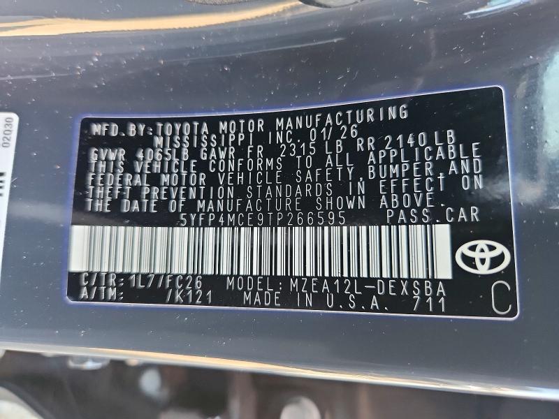 Продажа на аукционе авто 2026 Toyota Corolla, vin: 5YFP4MCE9TP266595, номер лота: 58837046