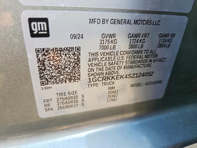 Продаж на аукціоні авто 2025 Chevrolet Silverado, vin: 1GCRKKEK4SZ124052, номер лоту: 59830276