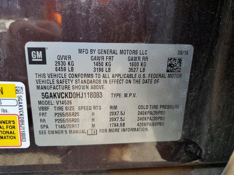 Aukcja sprzedaży 2017 Buick Enclave, vin: 5GAKVCKD0HJ118083, numer aukcji: 59201186