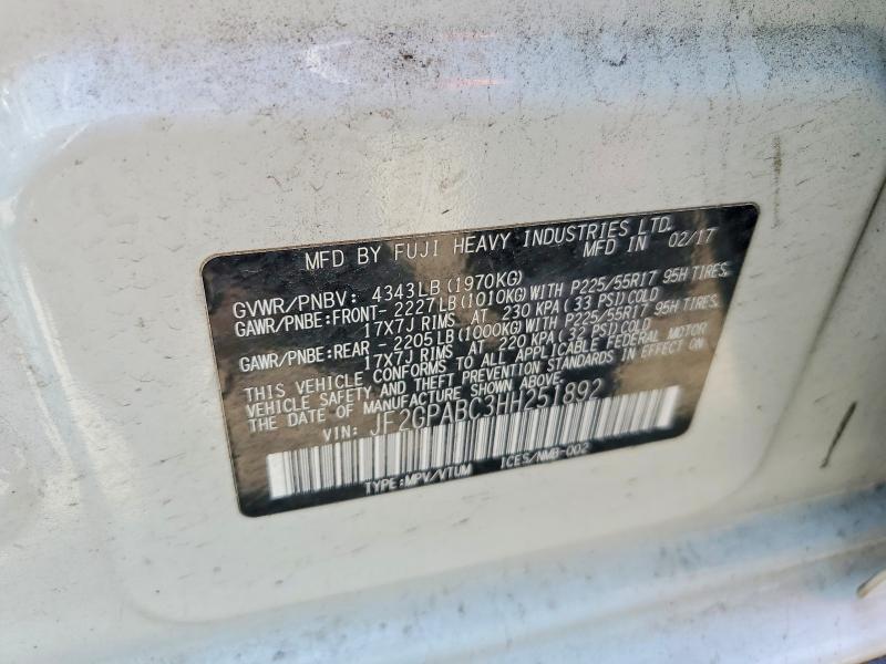 Aukcja sprzedaży 2017 Subaru Crosstrek, vin: JF2GPABC3HH251892, numer aukcji: 59720996