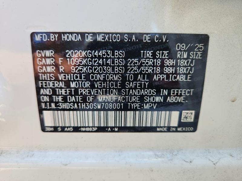 61551416 :رقم المزاد ، 3HDSA1H30SM708001 vin ، 2025 Acura Adx مزاد بيع