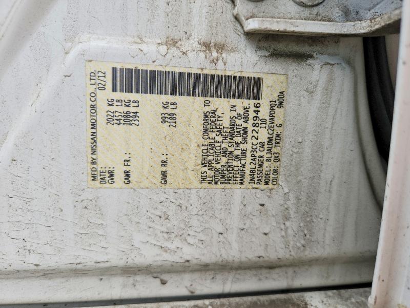 58016786 :رقم المزاد ، 1N4BL2AP3CC228946 vin ، 2012 Nissan Altima مزاد بيع