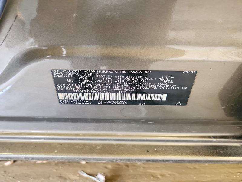 Продажа на аукционе авто 2009 Toyota Rav4, vin: 2T3BF33V89W007402, номер лота: 61852816