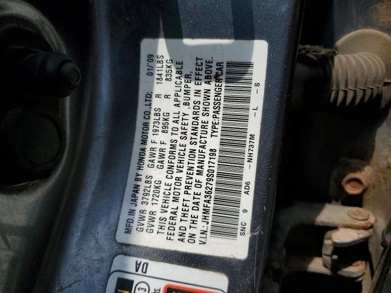 Продаж на аукціоні авто 2009 Honda Civic, vin: JHMFA36279S017198, номер лоту: 59259856