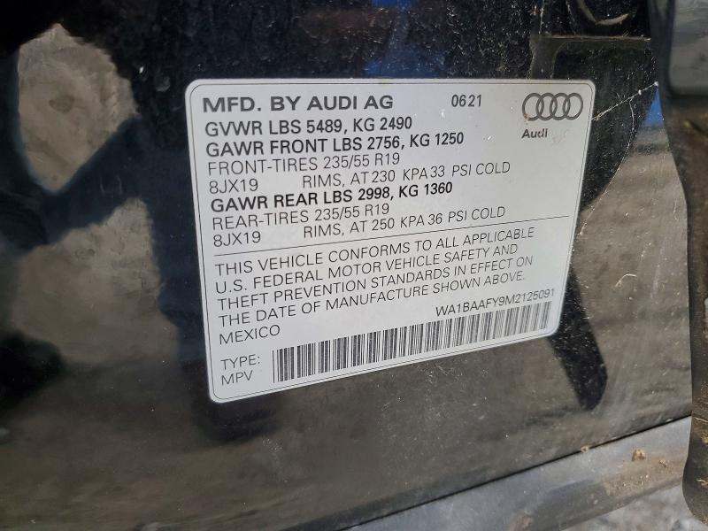 Aukcja sprzedaży 2021 Audi Q5, vin: WA1BAAFY9M2125091, numer aukcji: 61942406