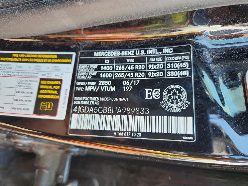 61857456 :رقم المزاد ، 4JGDA5GB8HA989833 vin ، 2017 Mercedes-benz Gle مزاد بيع