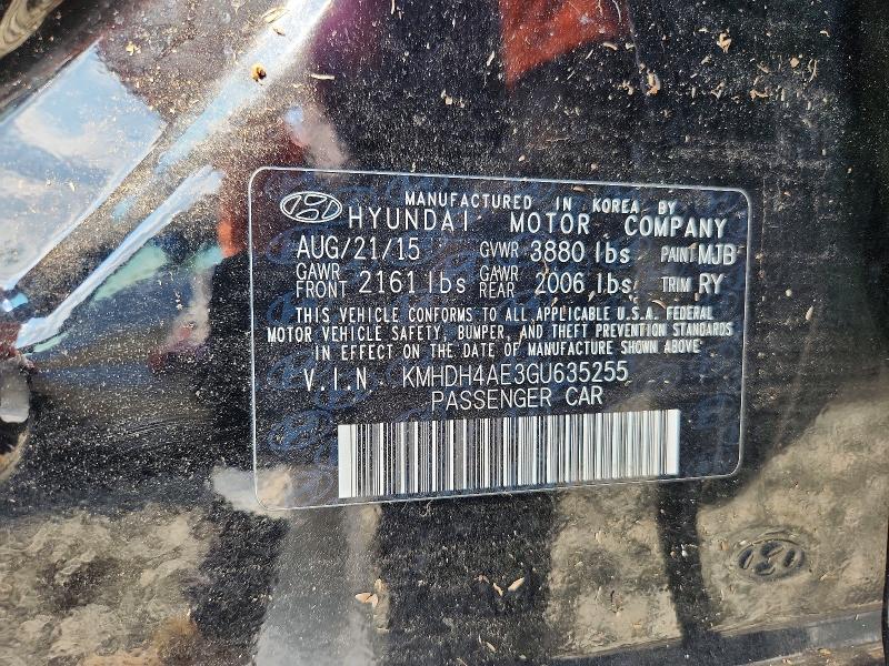 Aukcja sprzedaży 2016 Hyundai Elantra, vin: KMHDH4AE3GU635255, numer aukcji: 61246826