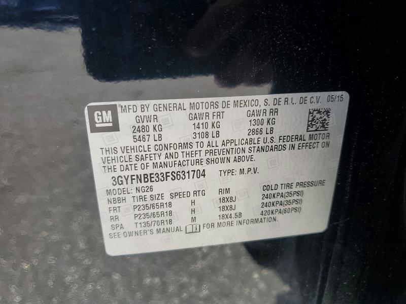 Aukcja sprzedaży 2015 Cadillac Srx, vin: 3GYFNBE33FS631704, numer aukcji: 61140076