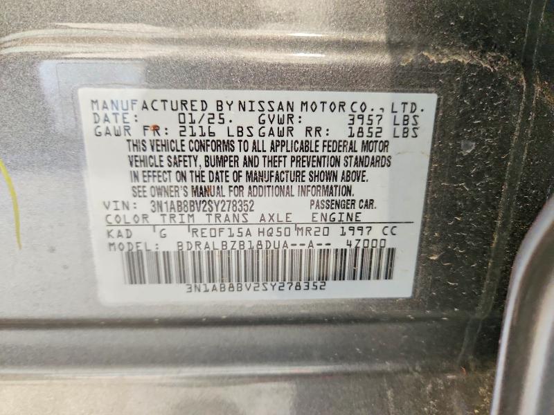 2025 Nissan Sentra მანქანა იყიდება აუქციონზე, vin: 3N1AB8BV2SY278352, აუქციონის ნომერი: 62340466
