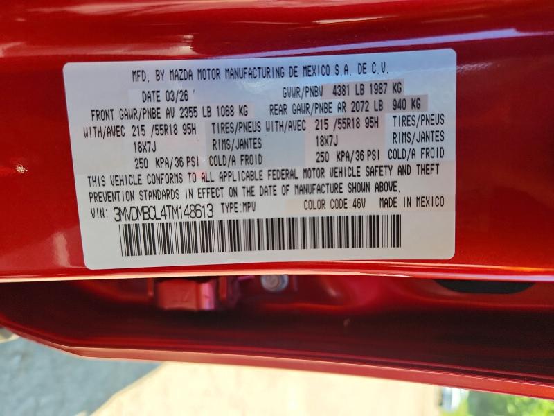 60922106 :رقم المزاد ، 3MVDMBCL4TM148613 vin ، 2026 Mazda Cx-30 مزاد بيع