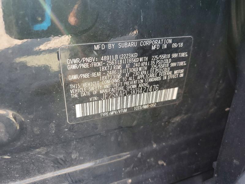 Aukcja sprzedaży 2019 Subaru Forester, vin: JF2SKAPC3KH427476, numer aukcji: 59322026