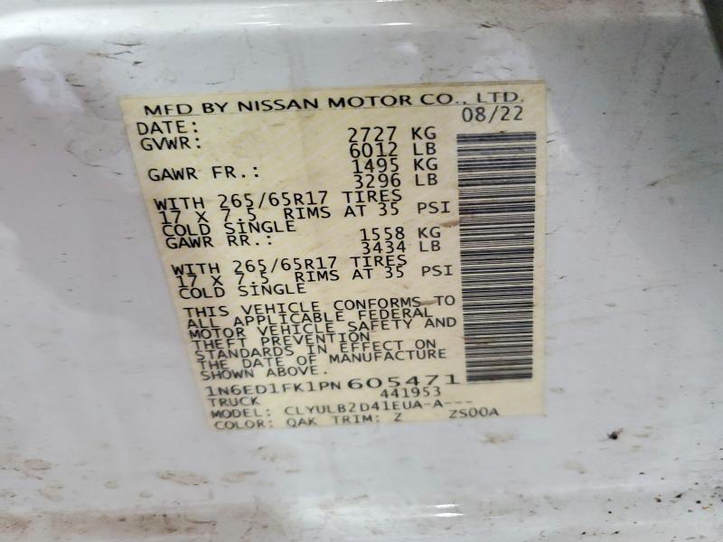 61126836 :رقم المزاد ، 1N6ED1FK1PN605471 vin ، 2023 Nissan Frontier مزاد بيع