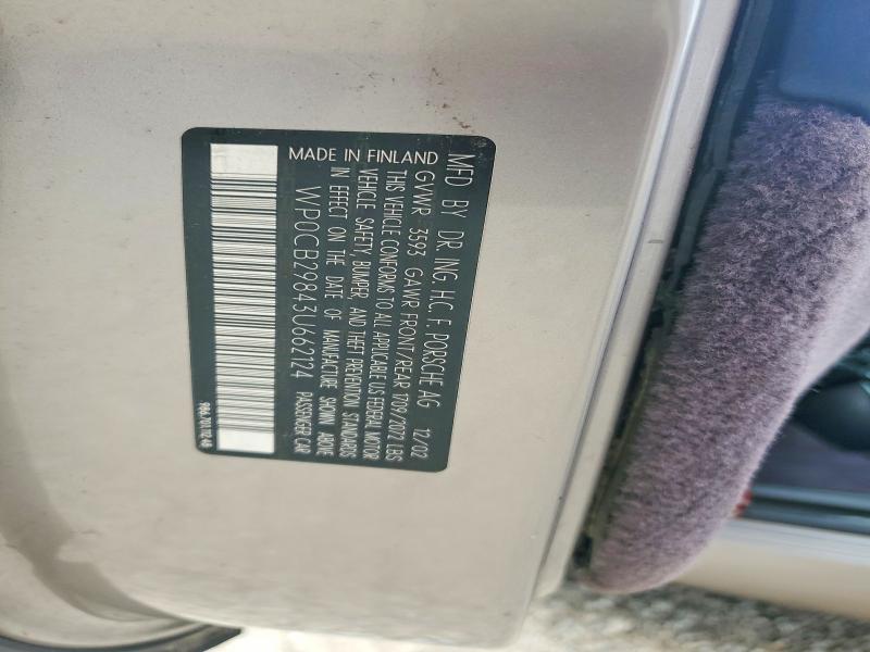 Продаж на аукціоні авто 2003 Porsche Boxster, vin: WP0CB29843U662124, номер лоту: 62073886