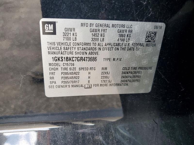 2016 Gmc Yukon მანქანა იყიდება აუქციონზე, vin: 1GKS1BKC7GR473686, აუქციონის ნომერი: 61789256
