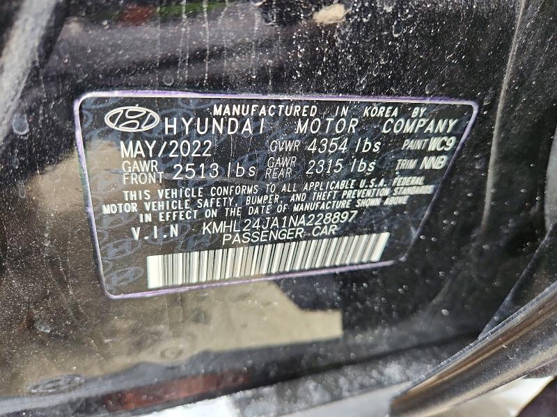 Продаж на аукціоні авто 2022 Hyundai Sonata, vin: KMHL24JA1NA228897, номер лоту: 61044146